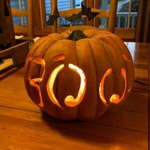 Primitives By Kathy Lighted Pumpkin “BOO”